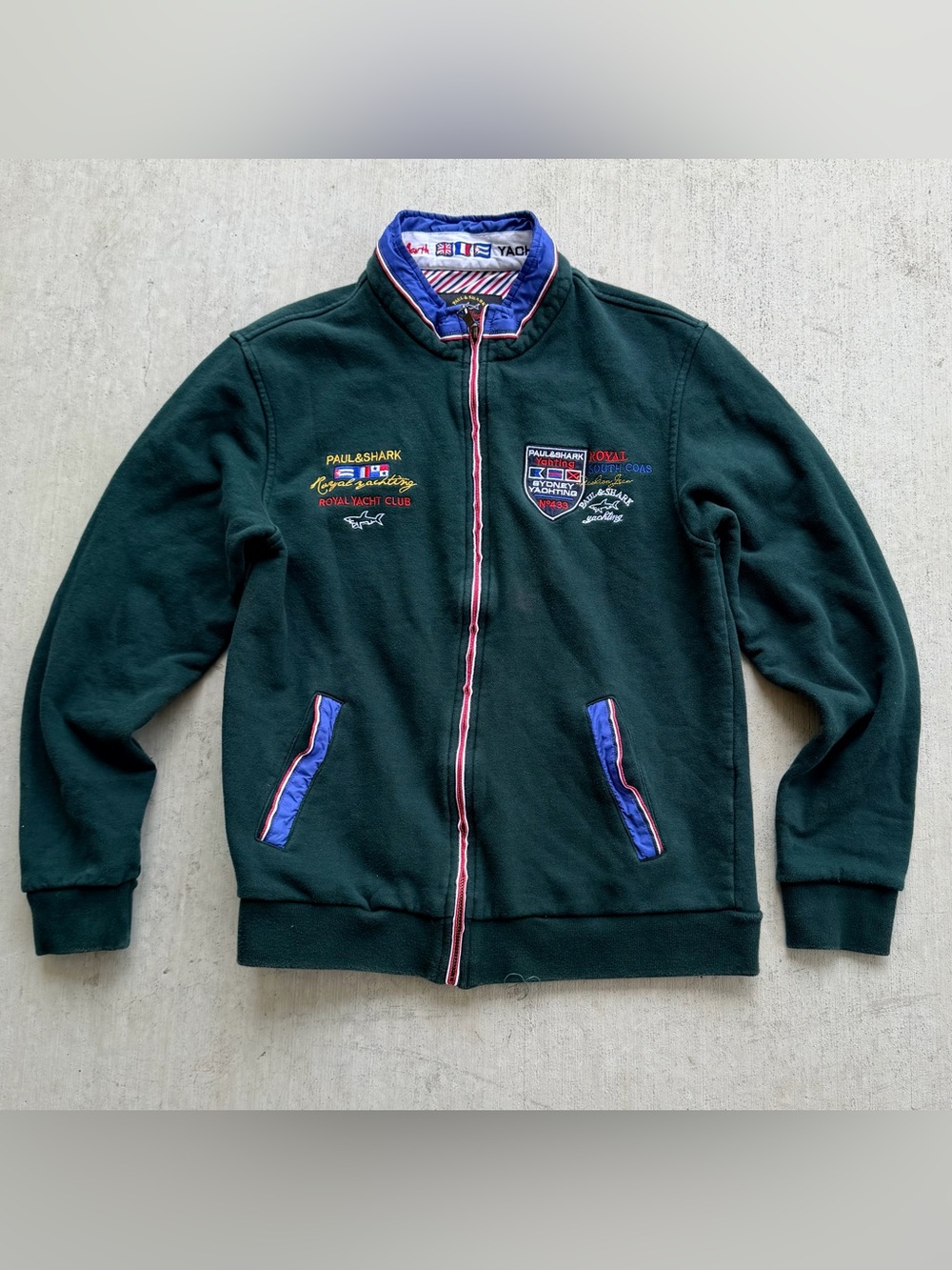 Paul And Shark Sweatshirt Zip Royal Yachting Club Green Men Size XS